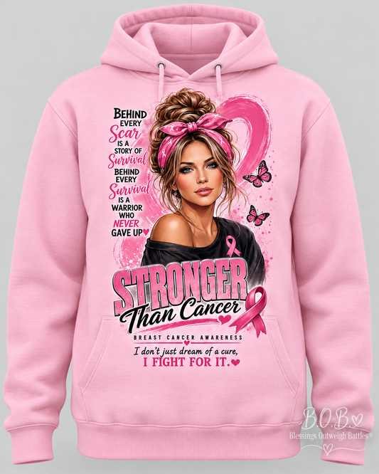 Stronger Than Cancer | Braver Than Fear Women's Pink Awareness Hoodie
